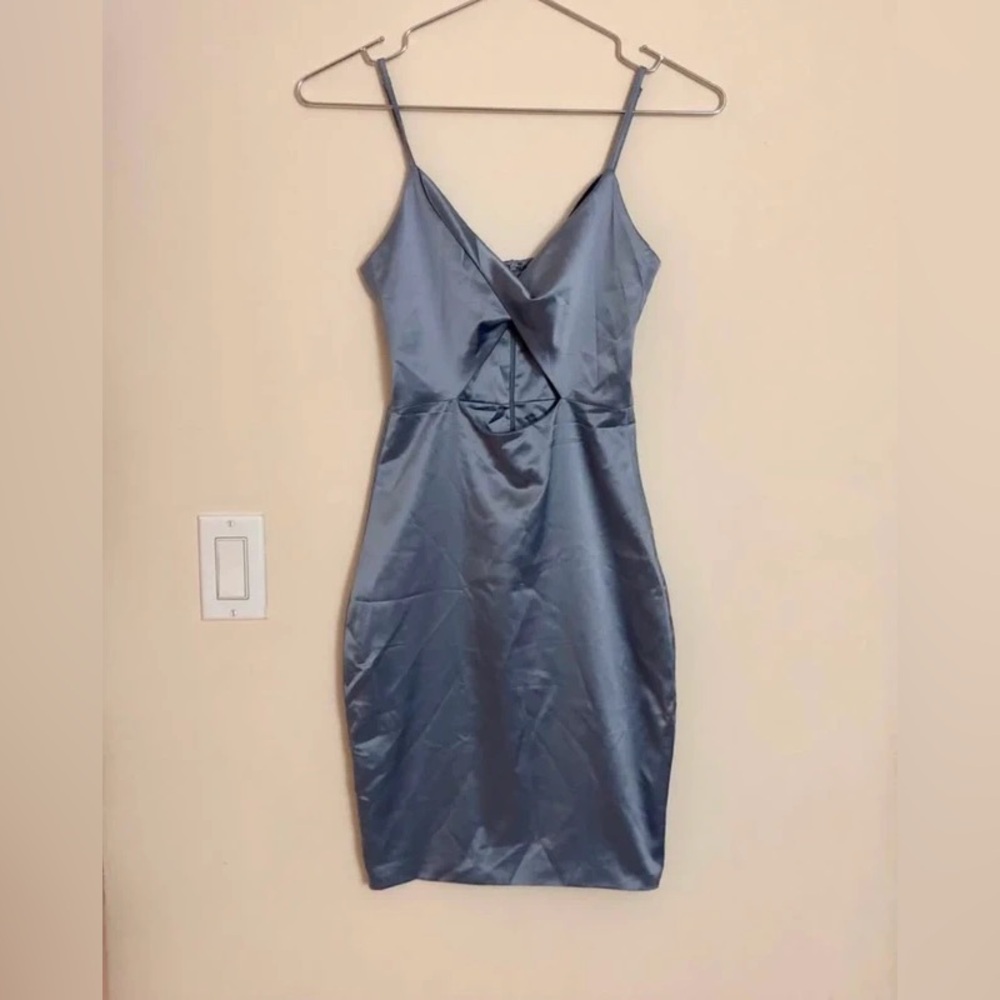 Elegant Blue Satin Dress